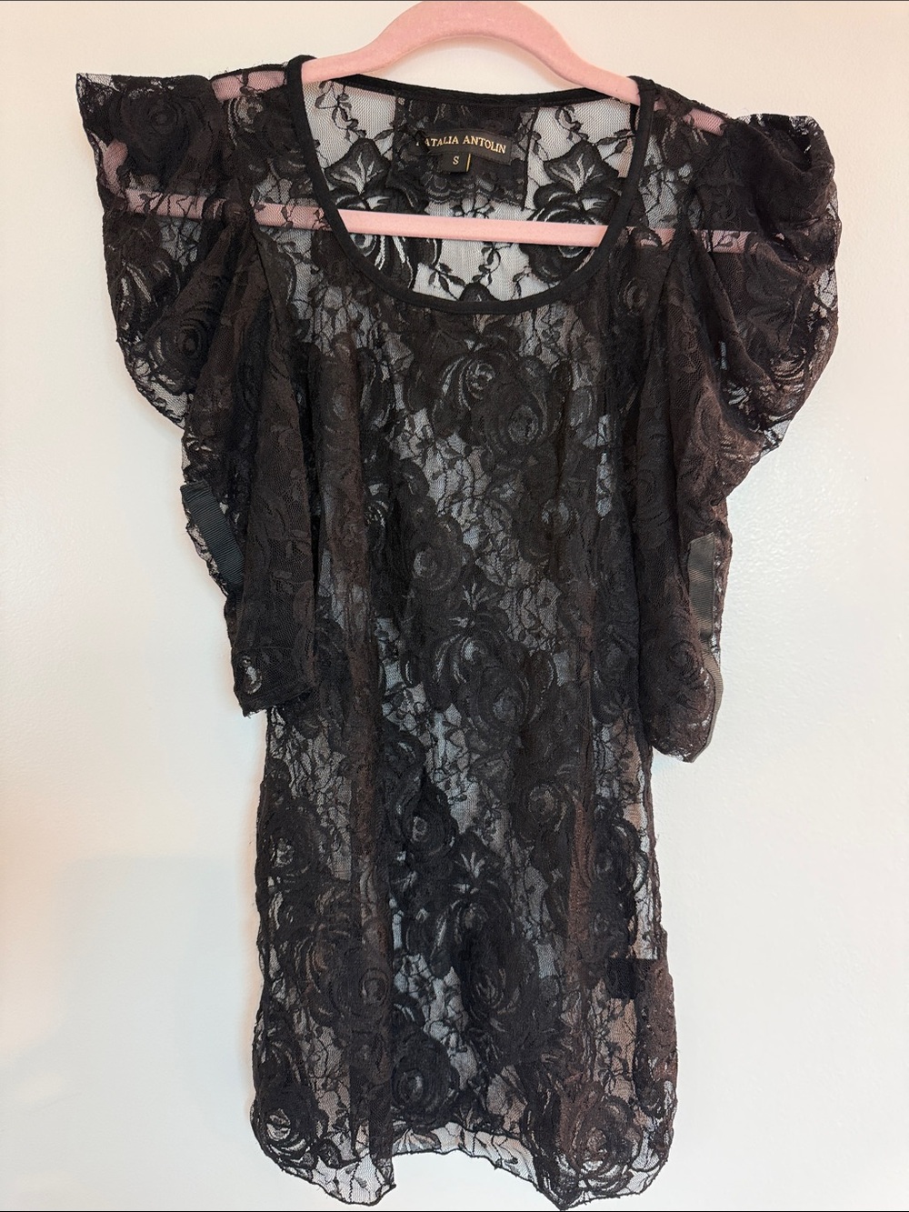 Black Sheer Lace Chemise Cover-Up